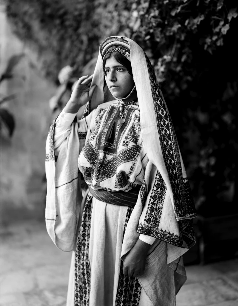 Traditional Palestinian embroidered dress sleeves (tatreez) from the Ramla area, made in the 1920s — a defining expression of Palestinian identity and cultural origins