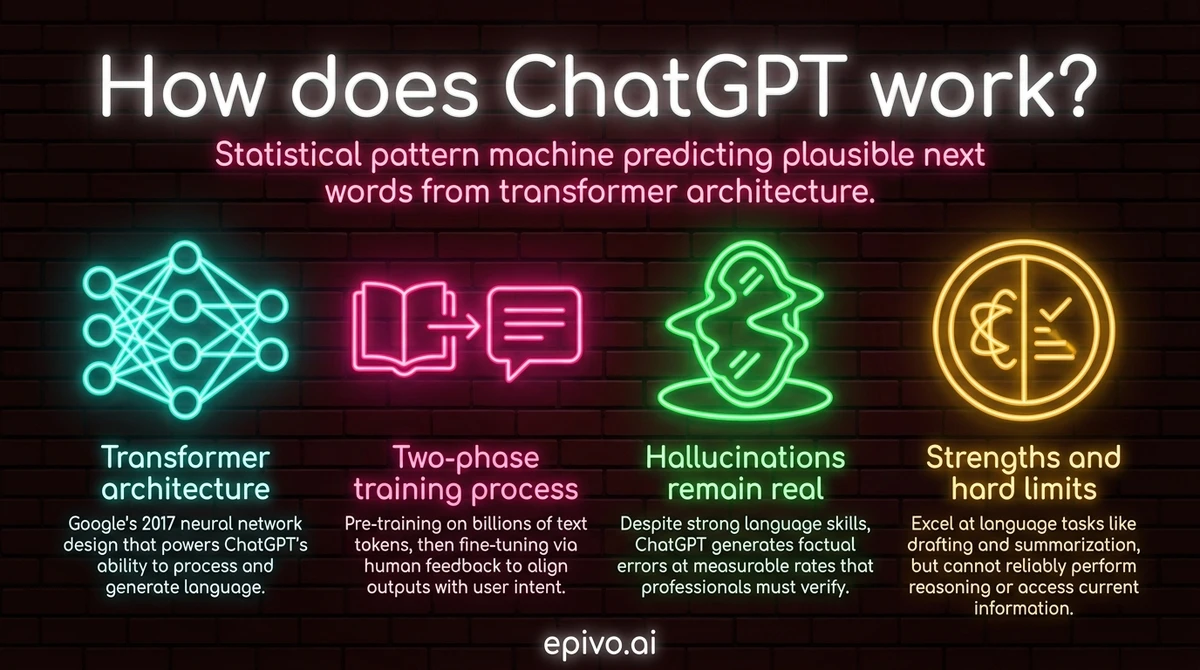 How does ChatGPT work? - shareable infographic with key concepts