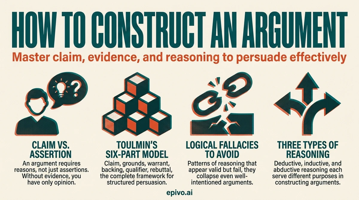 How to construct an argument - shareable infographic with key concepts