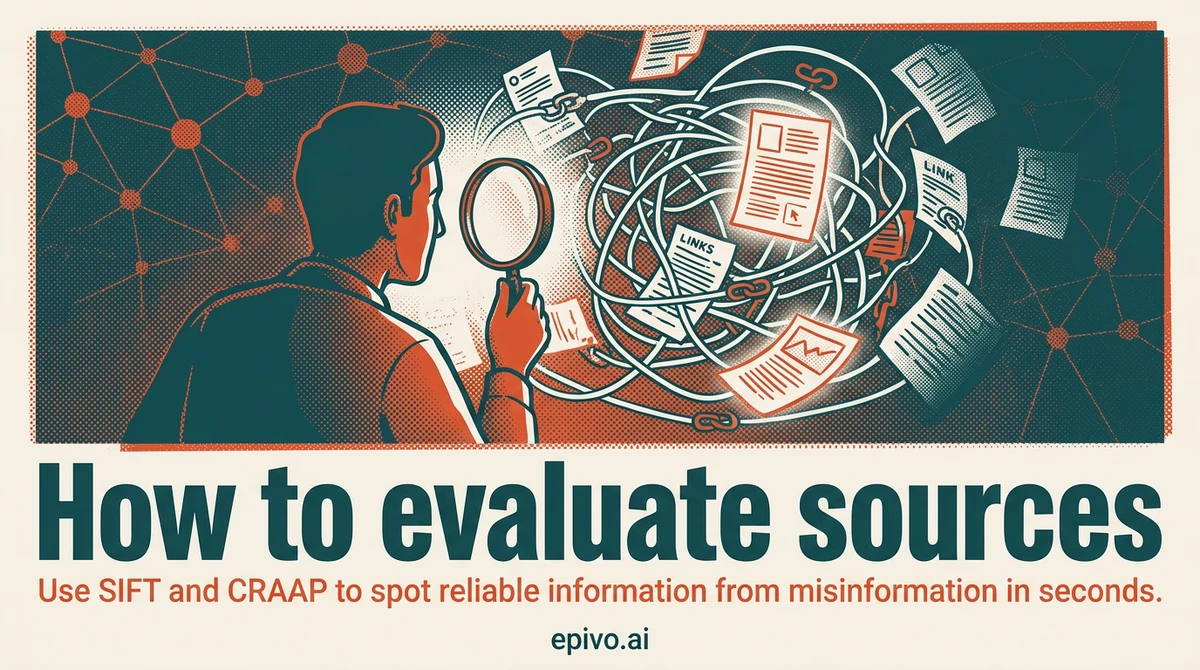 How to evaluate sources - visual share card