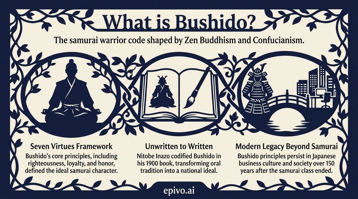 What is Bushido? - shareable infographic with key concepts