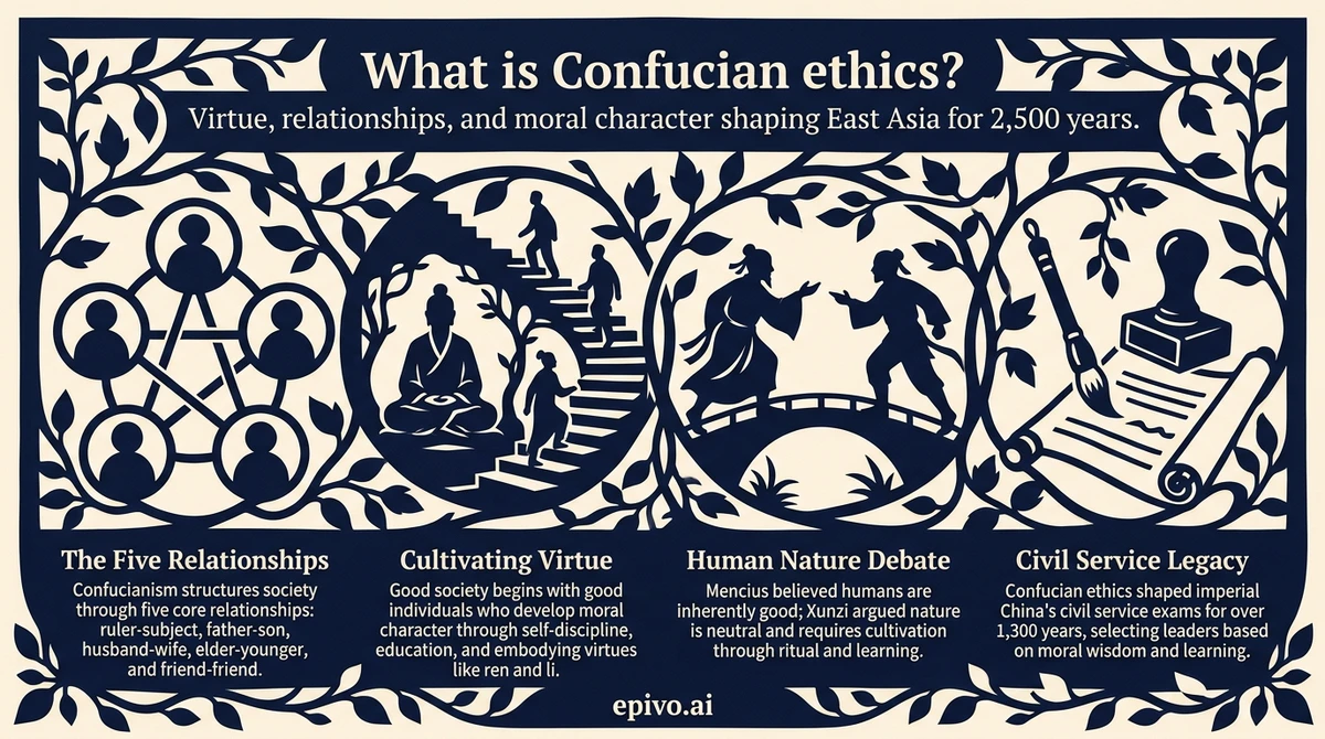 What is Confucian ethics? - shareable infographic with key concepts
