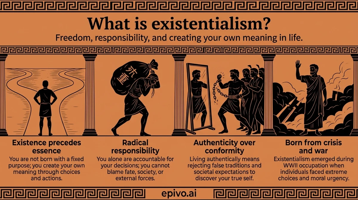 What is existentialism? - shareable infographic with key concepts