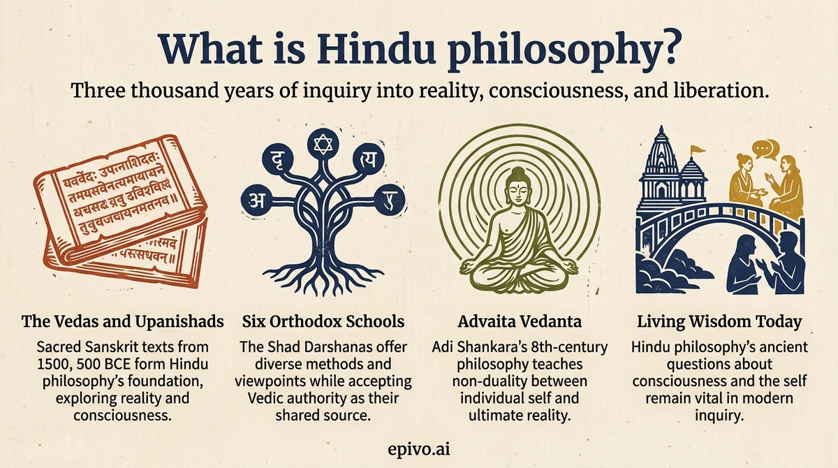 What is Hindu philosophy? - shareable infographic with key concepts