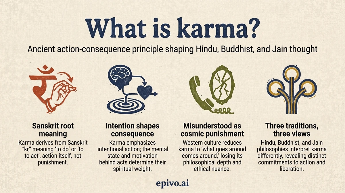 What is karma? - shareable infographic with key concepts