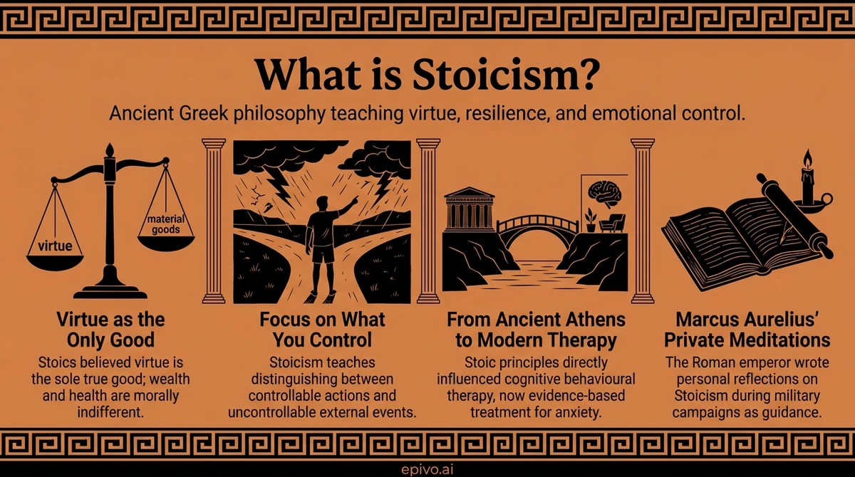 What is Stoicism? - shareable infographic with key concepts