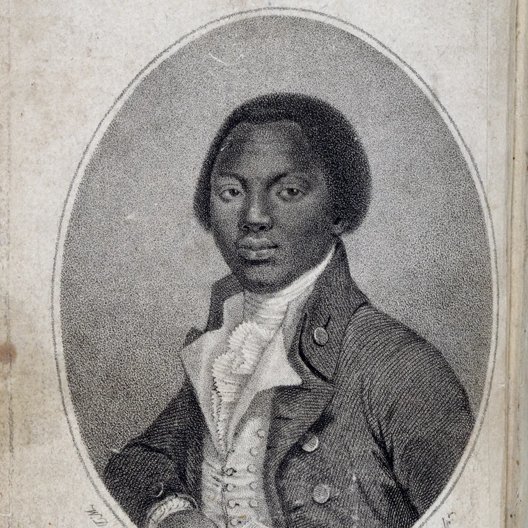Frontispiece portrait of Olaudah Equiano from his autobiography, a key text in the abolition movement against the slave trade