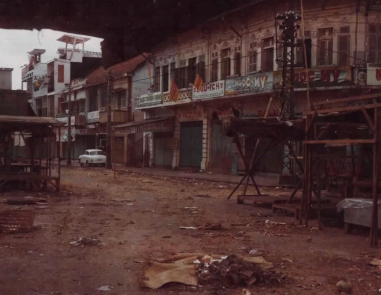 A deserted street in Saigon during the Tet Offensive fighting in January 1968, the turning point of the Vietnam War