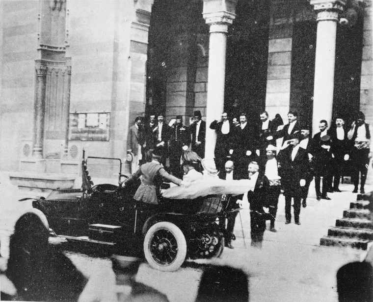 Archduke Franz Ferdinand in his car in Sarajevo on 28 June 1914, shortly before his assassination