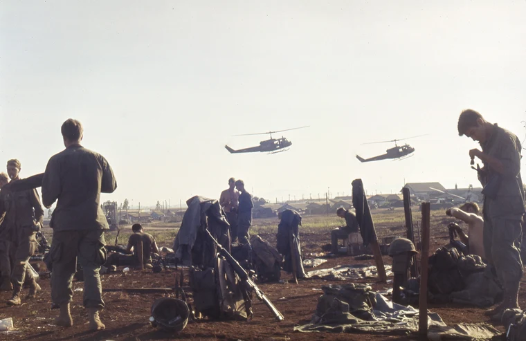 Infantry soldiers waiting in a trench before an assault during World War 1