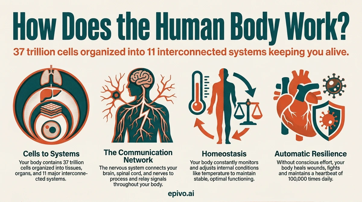 How Does the Human Body Work? - shareable infographic with key concepts