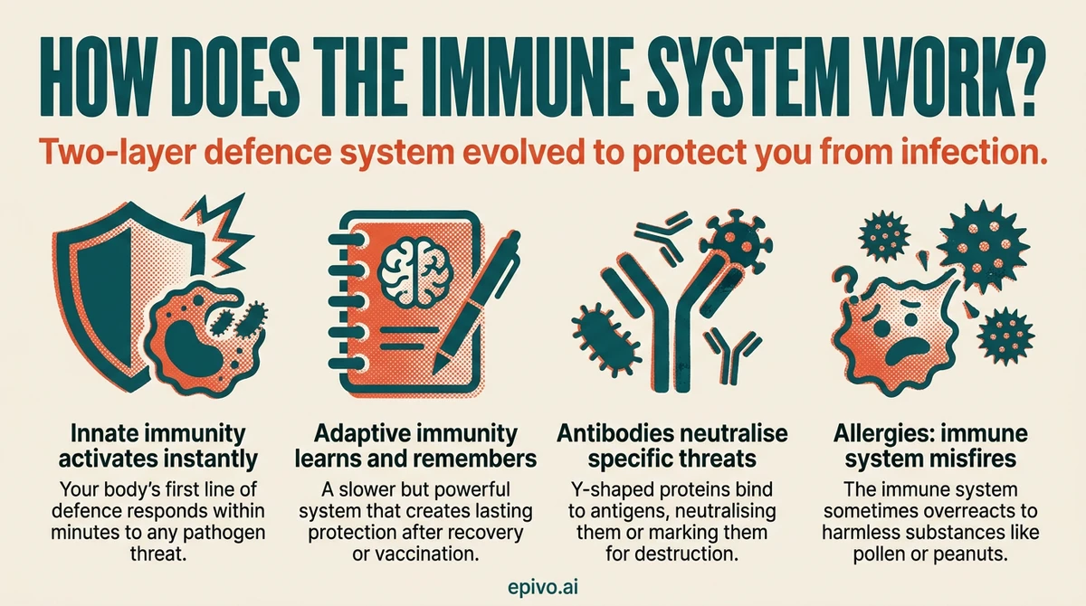 How does the immune system work? - shareable infographic with key concepts
