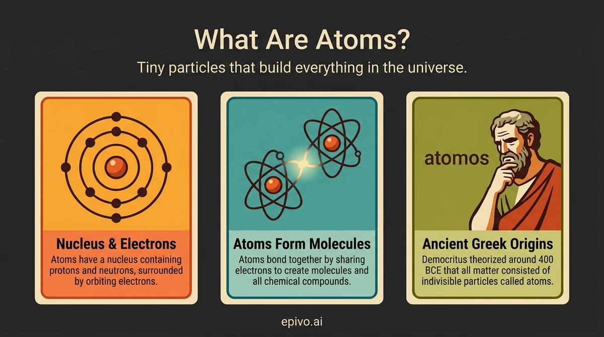 What Are Atoms? - shareable infographic with key concepts