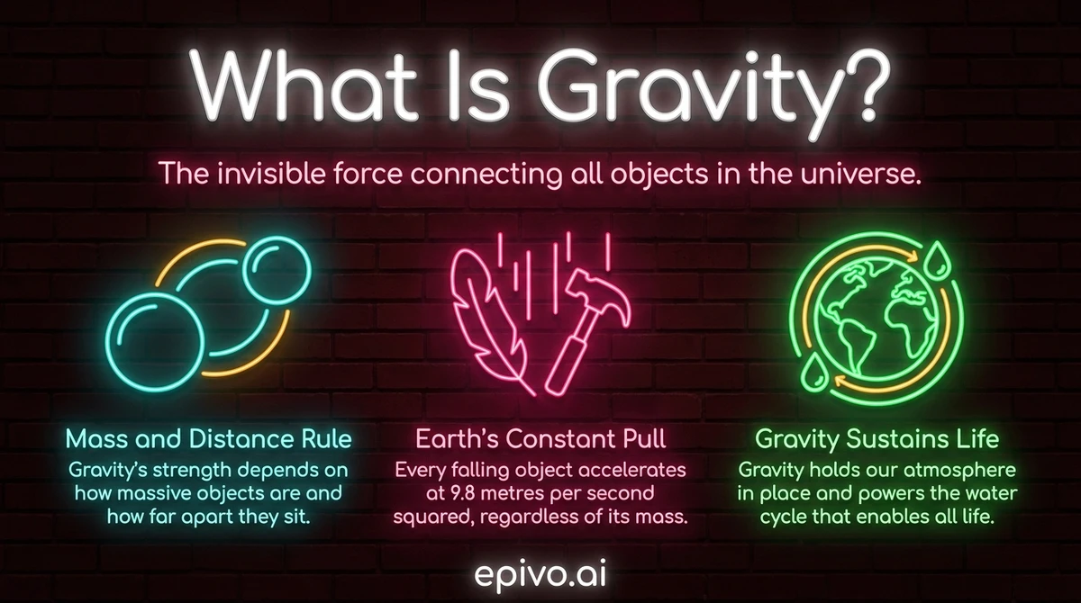 What Is Gravity? - shareable infographic with key concepts