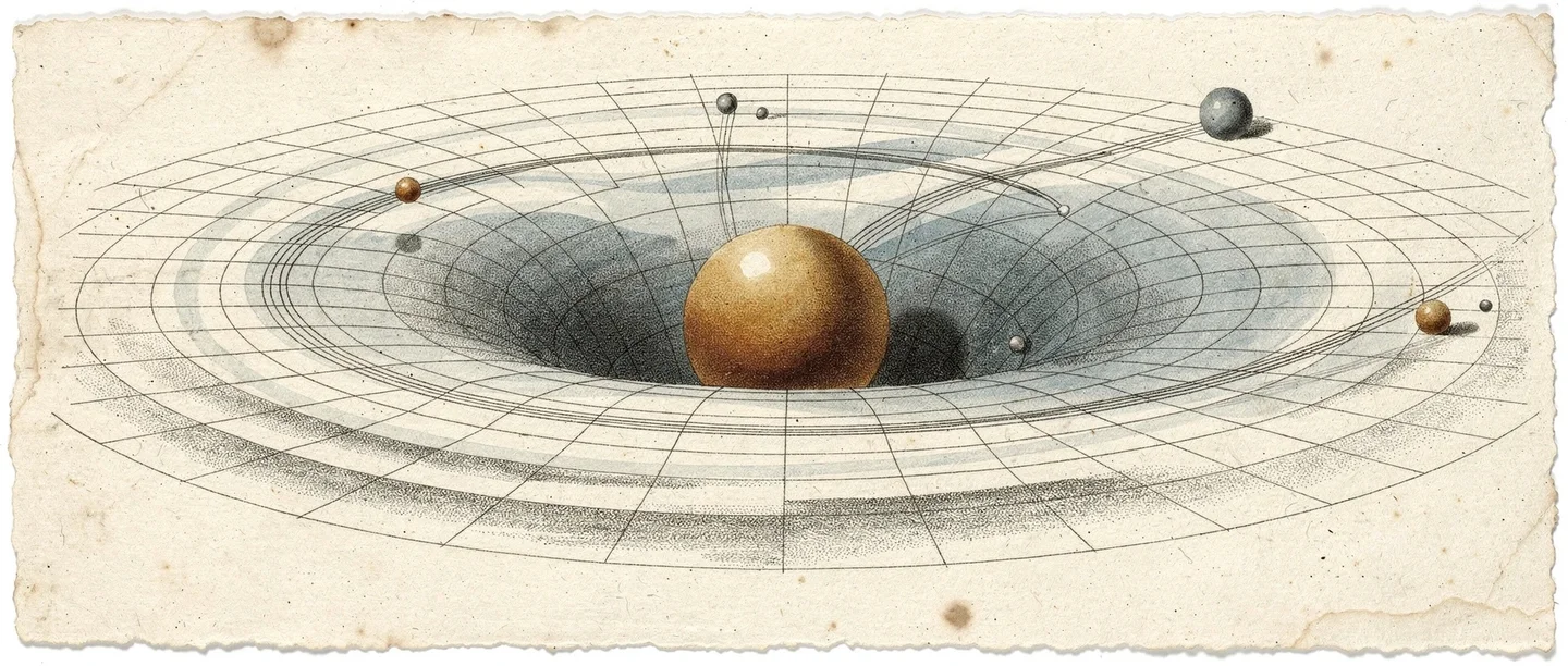 What is the theory of relativity? An illustration of spacetime curvature around a massive object, Einstein's greatest discovery