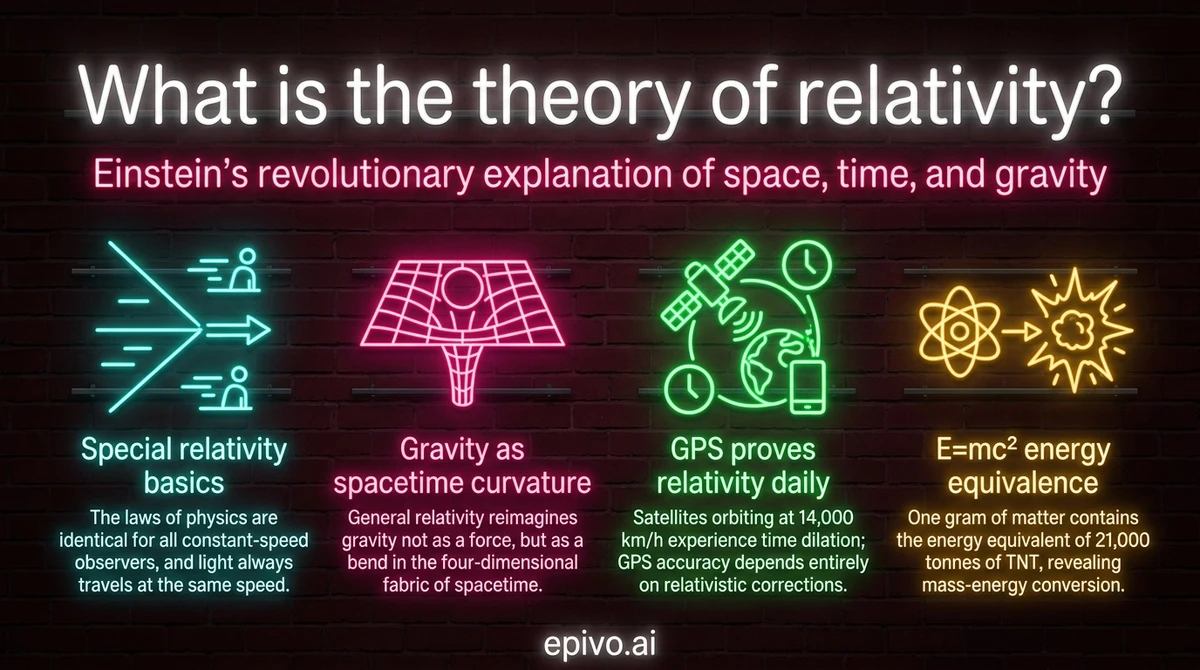 What is the theory of relativity? - shareable infographic with key concepts