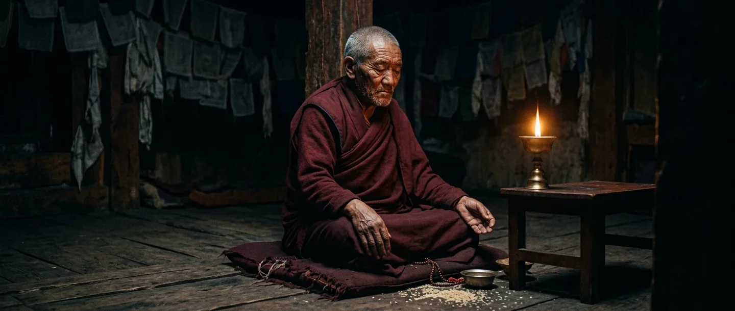 A person standing at a crossroads path in a quiet forest — a contemplative image of how to find meaning and purpose