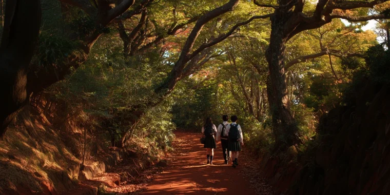 Three students of different ages walking together, representing emotional intelligence developing across school years