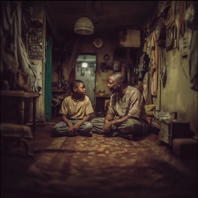 A father and son in a warm conversation at home, building emotional intelligence together