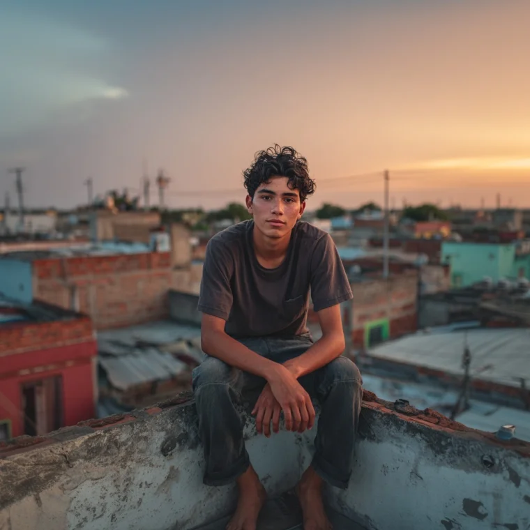 A teenager alone at dusk in a calm, self-possessed moment, reflecting emotional intelligence and mental wellbeing
