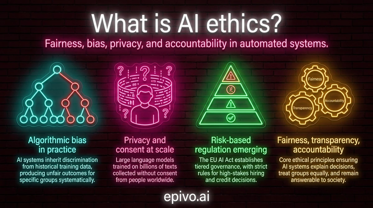 What is AI ethics? - shareable infographic with key concepts