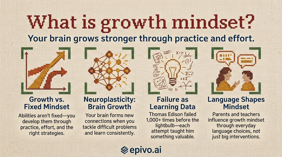 What is growth mindset? - shareable infographic with key concepts