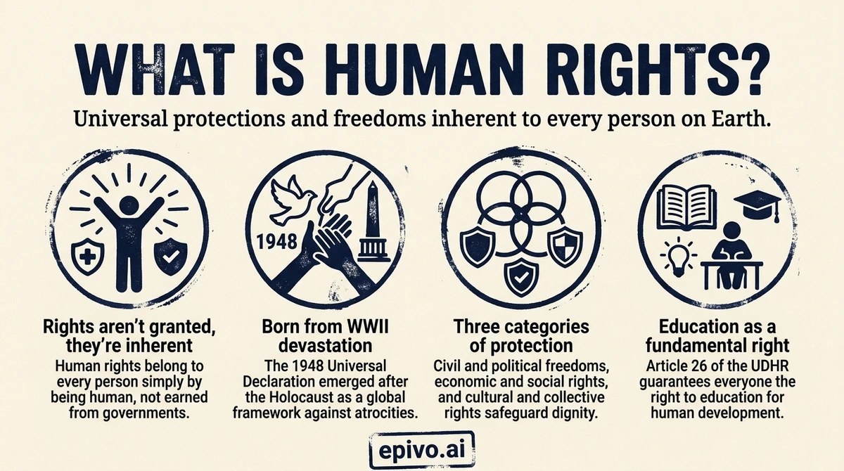 What is human rights? - shareable infographic with key concepts