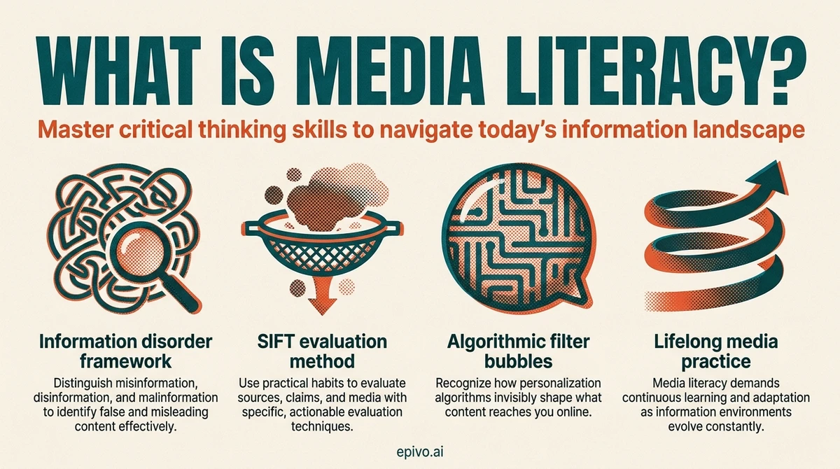 What is media literacy? - shareable infographic with key concepts