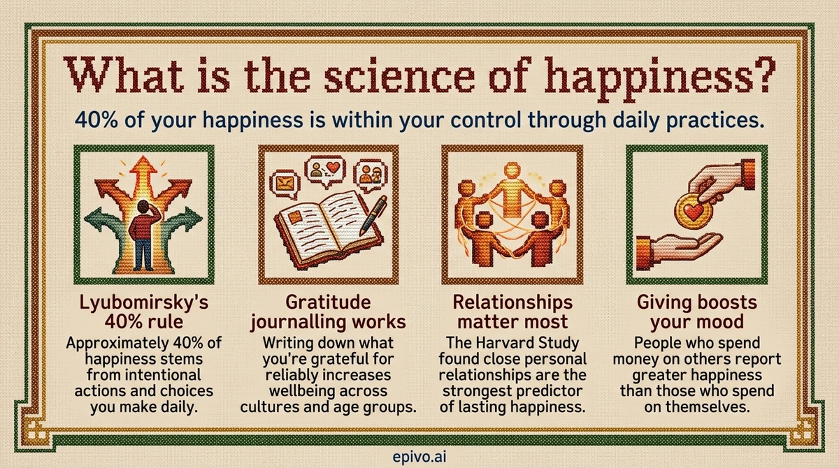 What is the science of happiness? - shareable infographic with key concepts