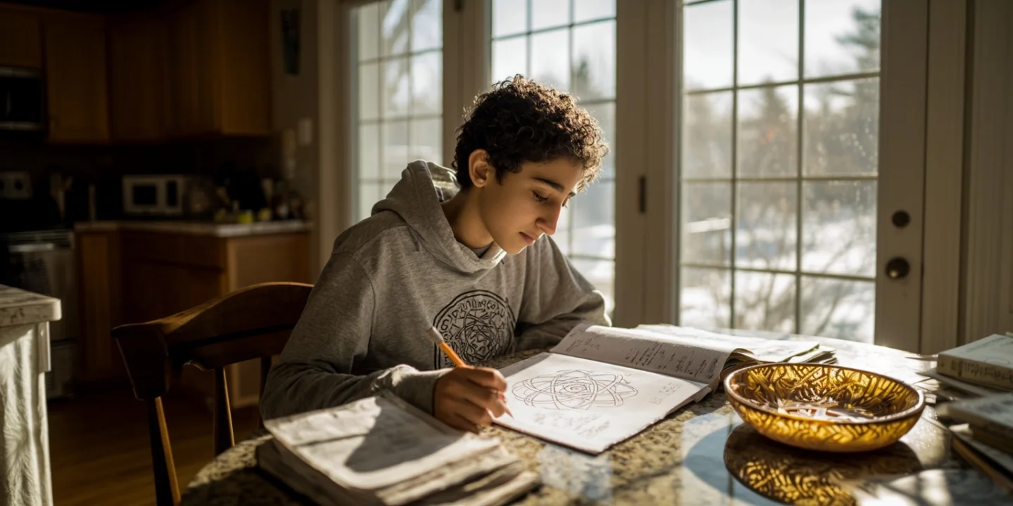 Student studying IGCSE chemistry concepts with a tutor