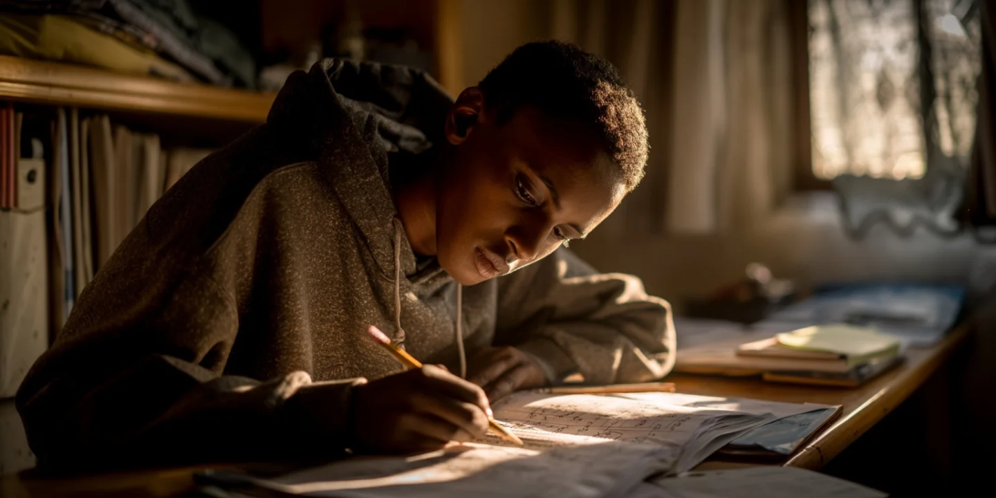 Student working through IGCSE maths problems with a tutor