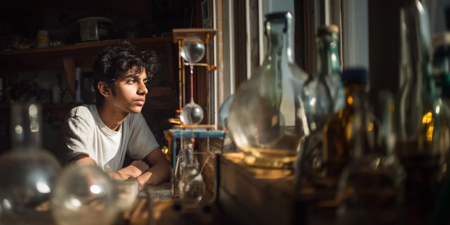 Student studying IGCSE physics with a tutor, working through diagrams