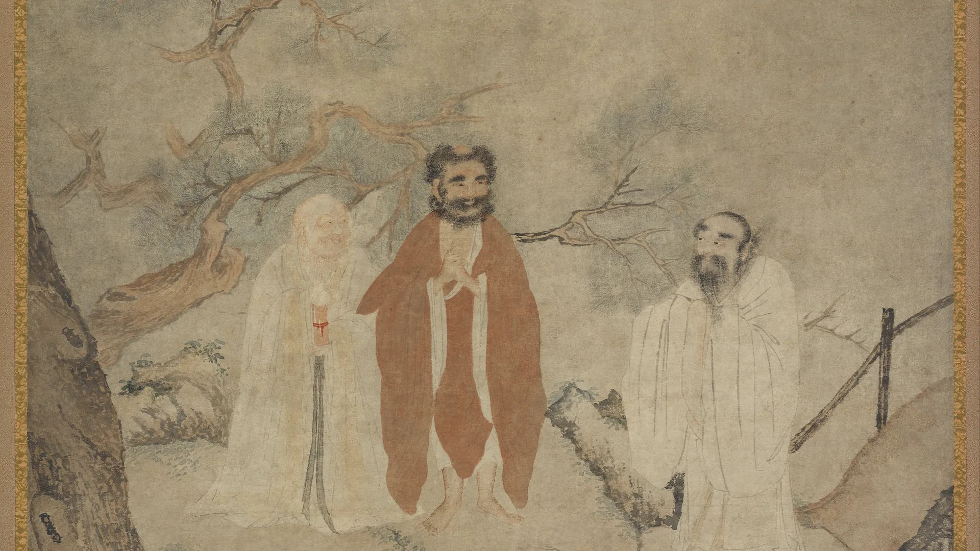 Ming painting of the Buddha, Laozi and Confucius standing together
